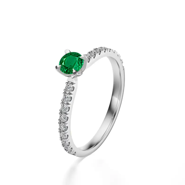 Pierścionek z białego złota ze szmaragdem AJPZ_113